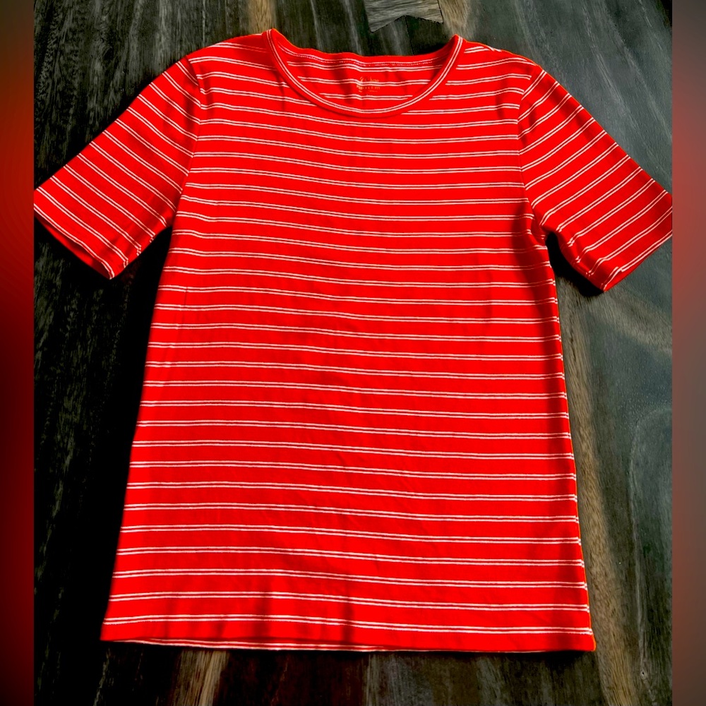 EUC J. Crew Perfect Fit Crew Cotton T Striped L